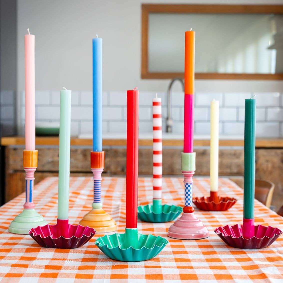 Red & White Stripe Candles - 25 Units Display | Summer Decor |