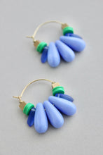 Load image into Gallery viewer, Lavender Glass and Green Hoop Earrings