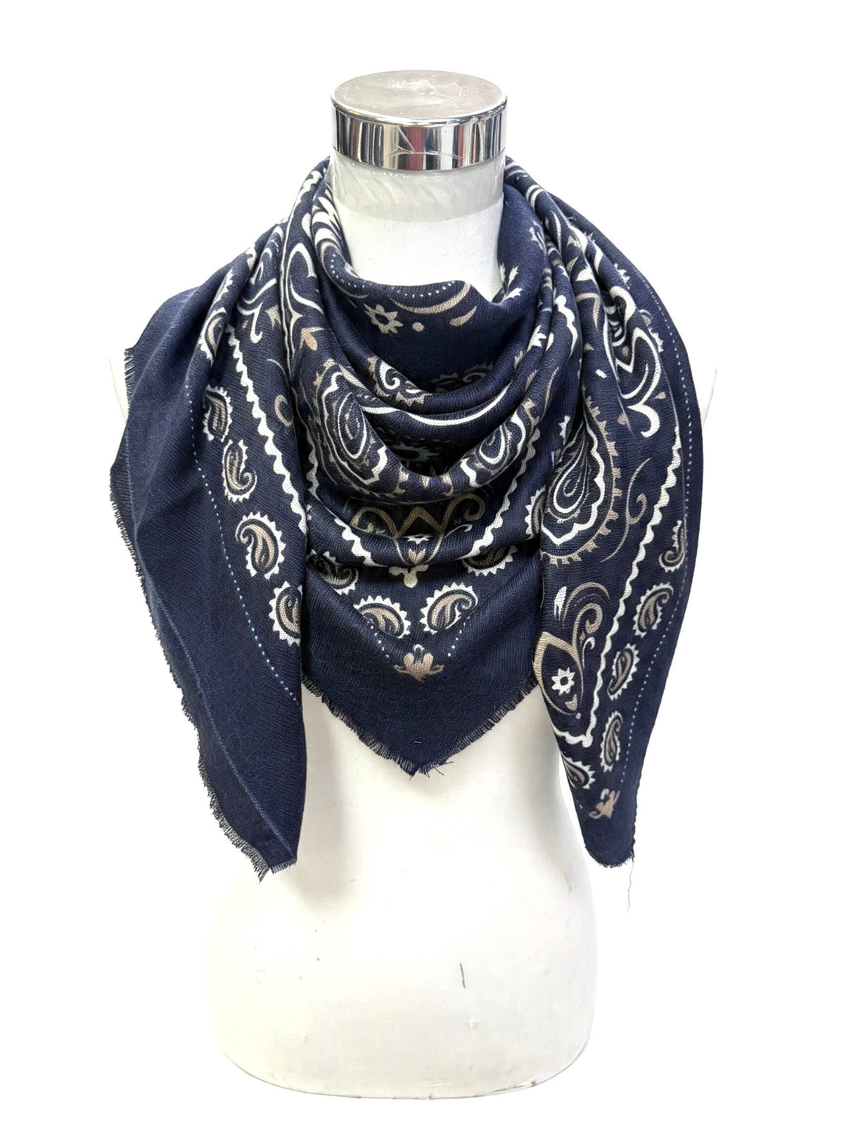 Large Woolen Square Bandana/ Blue