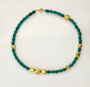 Howlite Necklace w/ asymmetrical brass beads