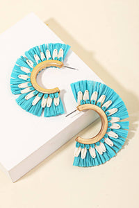 Raffia Fan Hoop Earrings
