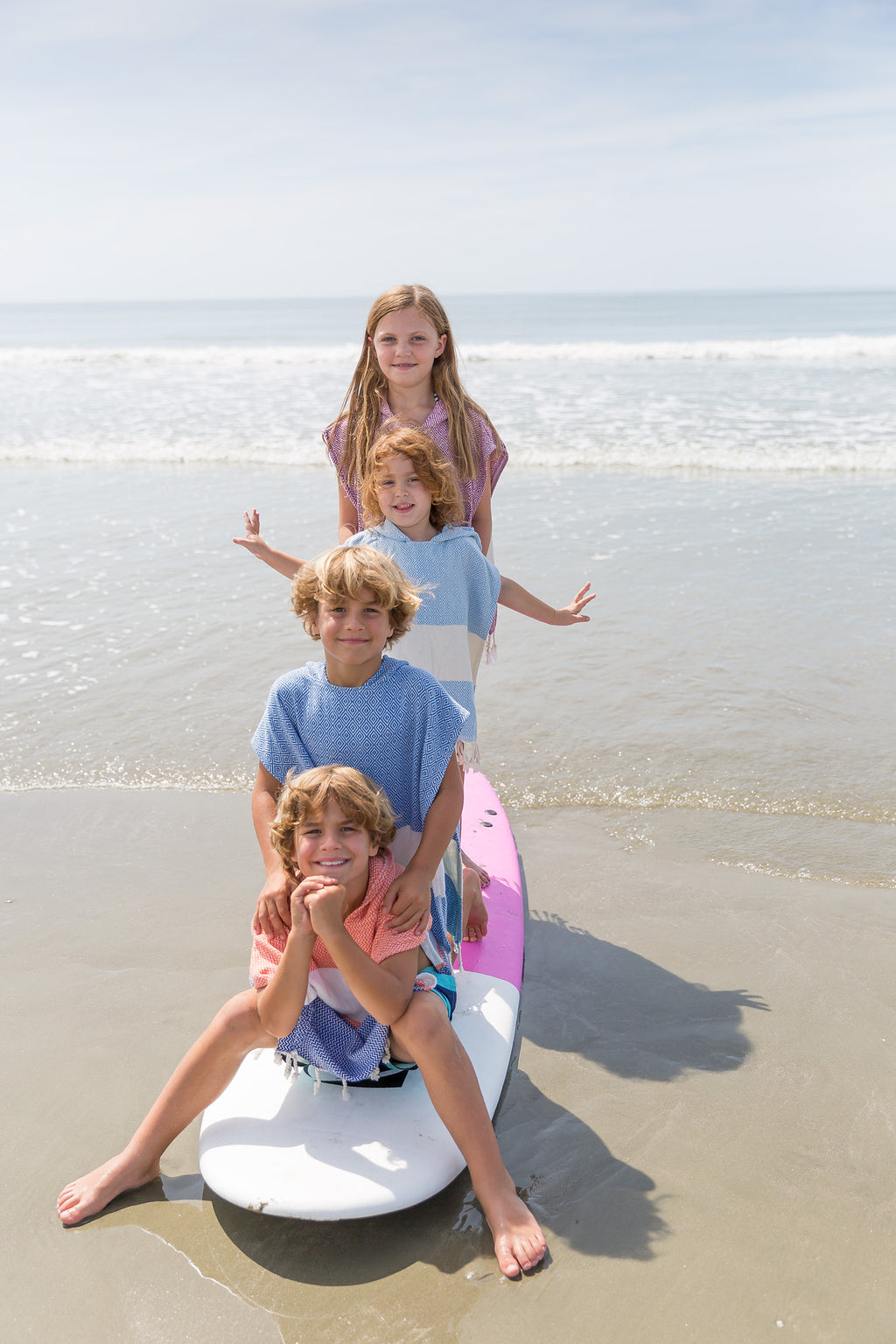 Kids Solid Band Surf Hooded Beach Towel