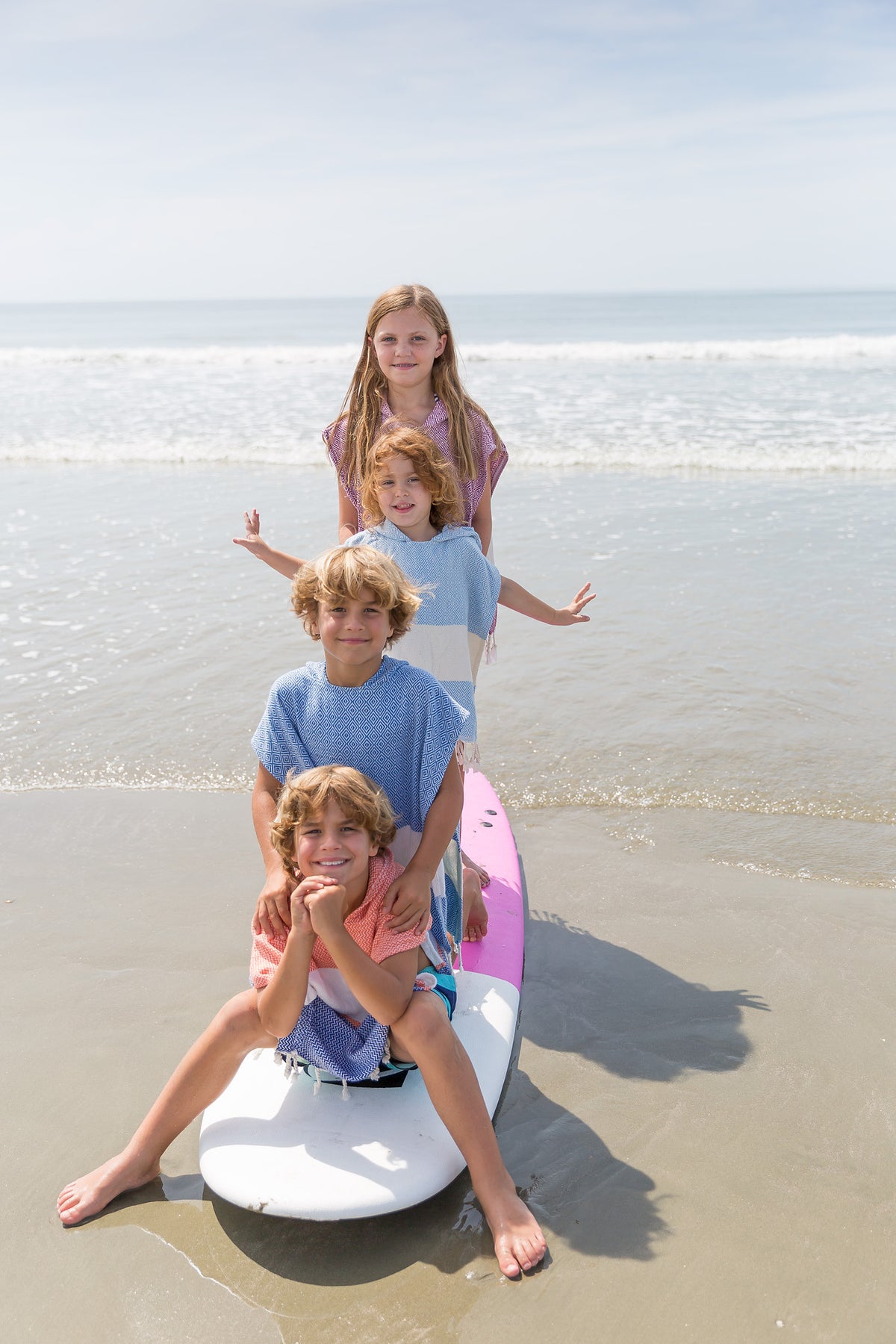 Kids Solid Band Surf Hooded Beach Towel