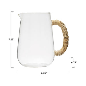 Glass Pitcher w/ Natural Wrapped Handle