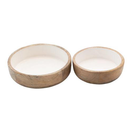 Mango Wood Bowls w/ Enamel Interior