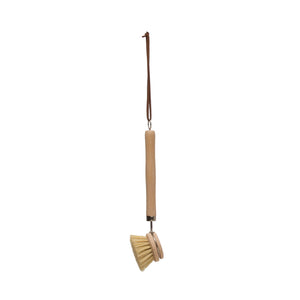 Wood Dish Brush with Leather Strap