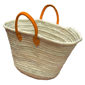 Natural Woven Tote Bag w/ Color Handles (3 colors)