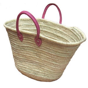 Natural Woven Tote Bag w/ Color Handles (3 colors)
