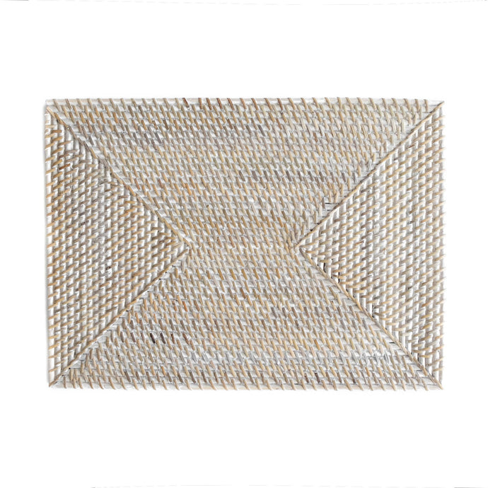 Rectangular Rattan Placemat/ Whitewash