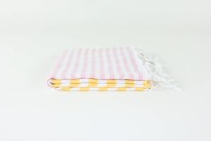 Premium Turkish Towel/ Pink and Yellow