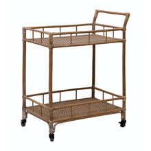 Load image into Gallery viewer, Hand Woven Bamboo And Rattan 2-Tier Bar Cart on Coasters