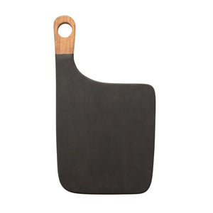 Acacia Wood Cheese/Cutting Board with Handle, Black & Natural