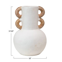 Load image into Gallery viewer, Terracotta Vase with Rattan Wrapped Handles