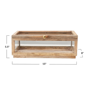 Wood and Glass Display Box with Lid