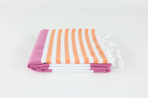 Premium Turkish Towel/ Orange and Pink