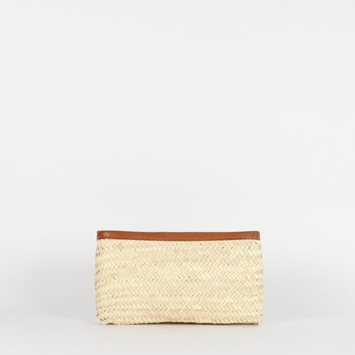 Natural Palm Clutch with vegan leather trim
