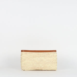 Natural Palm Clutch with vegan leather trim