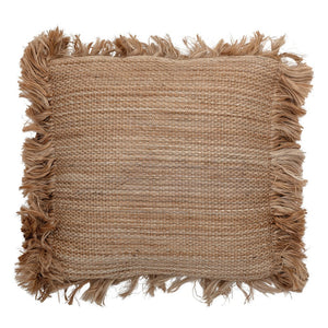 20" Square Jute Pillow with Fringe