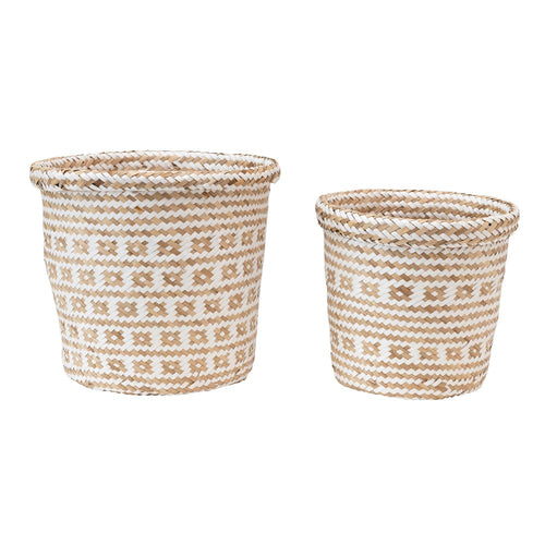 Hand-Woven Seagrass & Paper Baskets (set of 2)