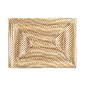 Rectangular Rattan Placemat Wicker Charger Plate (Natural)